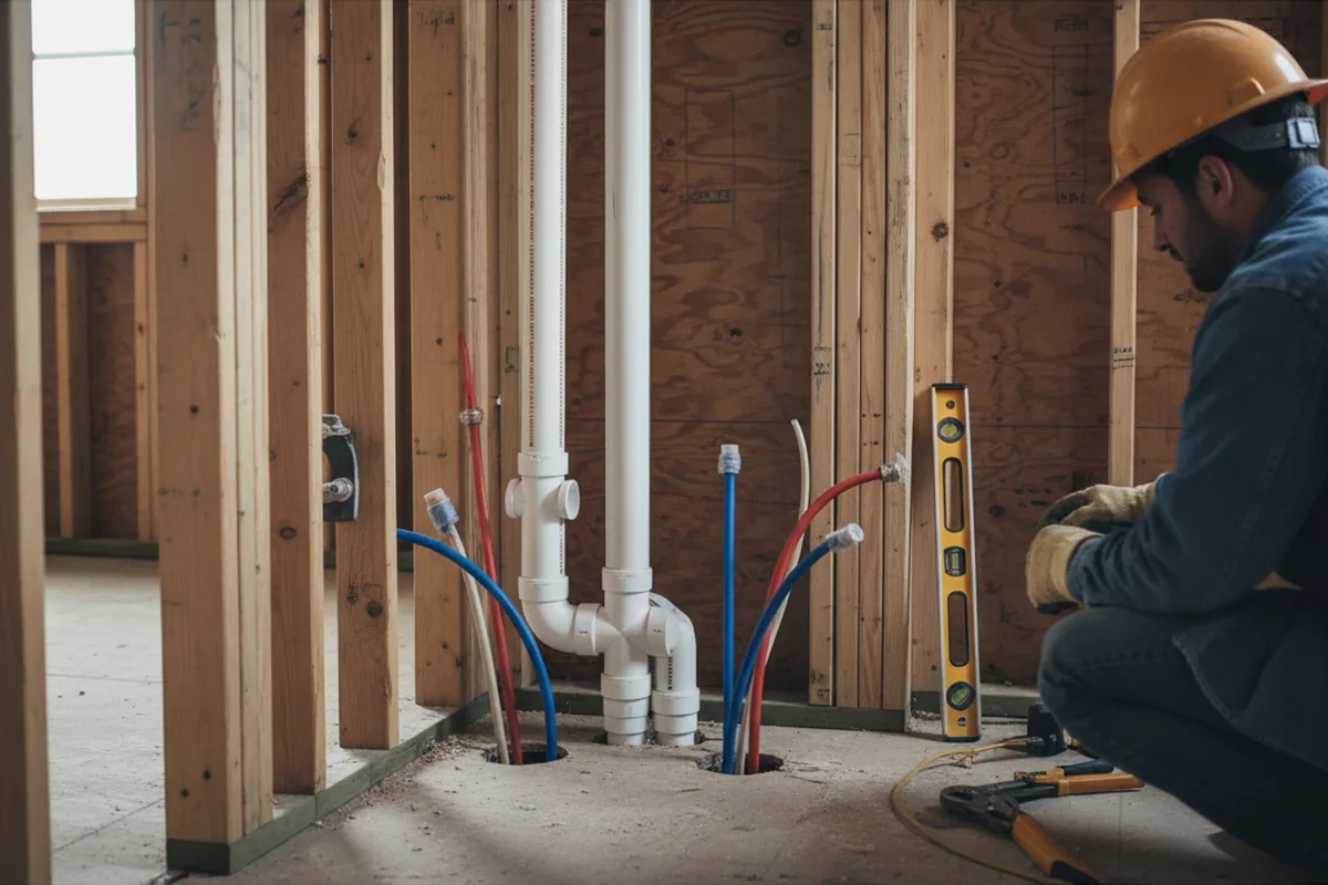 Drain and supply rough-in during Leak Detection in Grovetown